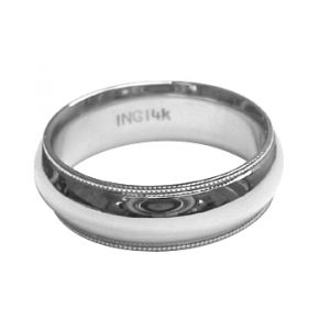 white gold stamped band