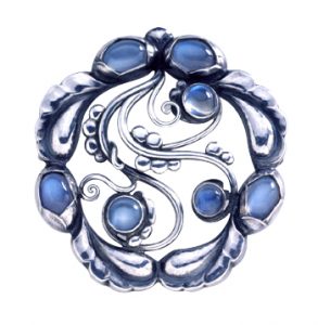 Georg Jensen silver and semiprecious stone brooch