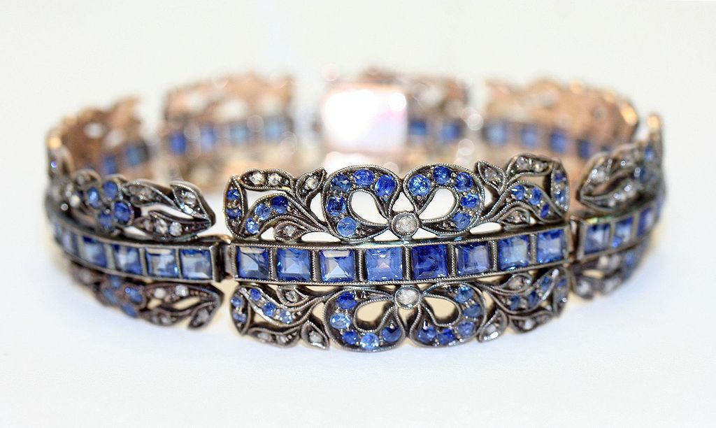 gold diamond sapphire bracelet