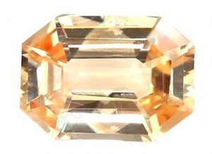 emerald cut peach sapphire