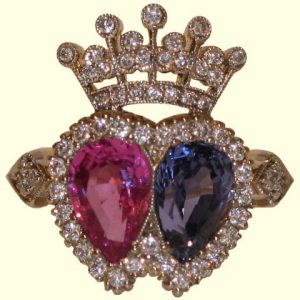 modern twin heart ring