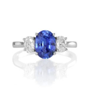 oval blue sapphire and diamond ring