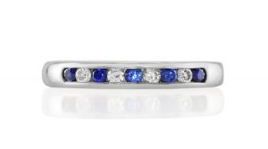 blue sapphire and diamond band