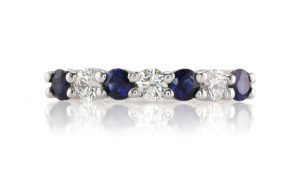 blue sapphire and diamond eternity band