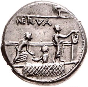 roman voting scene coin