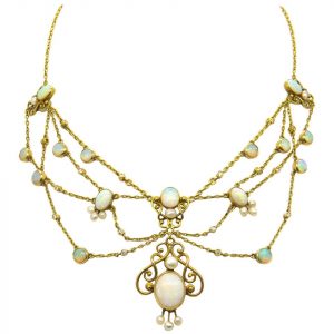 antique opal festoon necklace