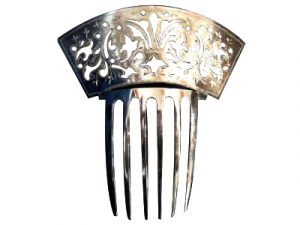 antique silver hair comb