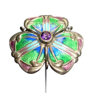 silver and enamel hat pin