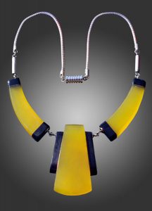 blue and yellow art deco necklace