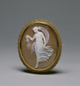 cameo brooch showing spring