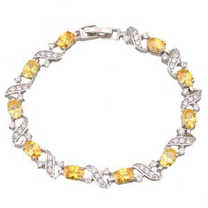 yellow and white diamond link bracelet