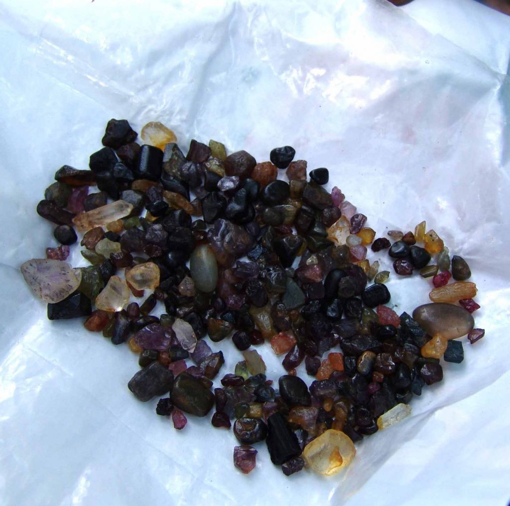 crystal sapphires from a mine