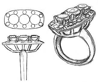drawing of a rendered ring