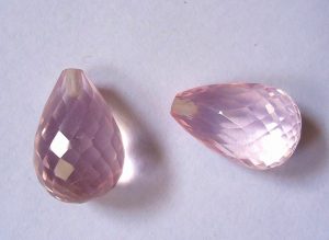 rose quartz briolette cut