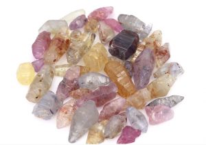 various rough sapphire crystal