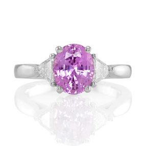 purple sapphire three stone ring